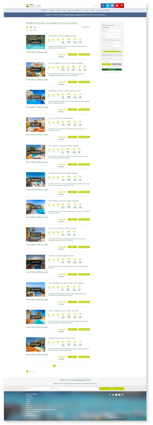 Baron Holiday Homes Website