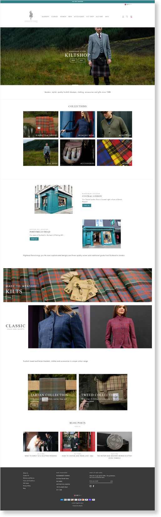 Highland Store Website